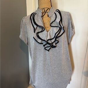 Gray Ruffled Women's Top